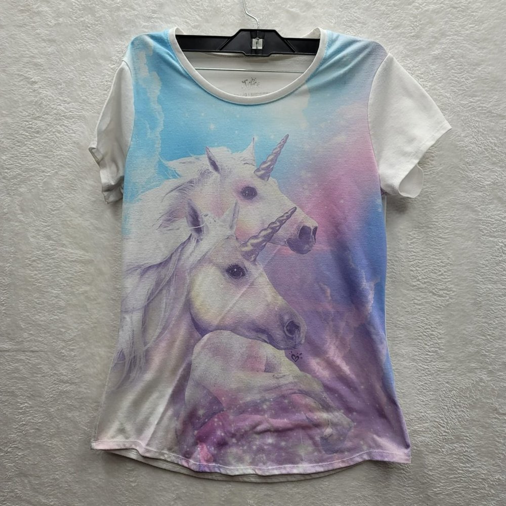 Justice T-shirt Girls 18/20 Unicorn Pink Purple Blue